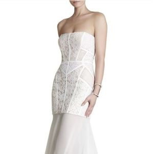 BCBGMAXAZRIA Vivienne Lace Blocked Strapless Dress